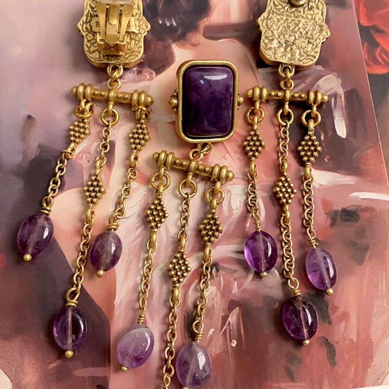Purple Royale Tassel Earrings - Image 5
