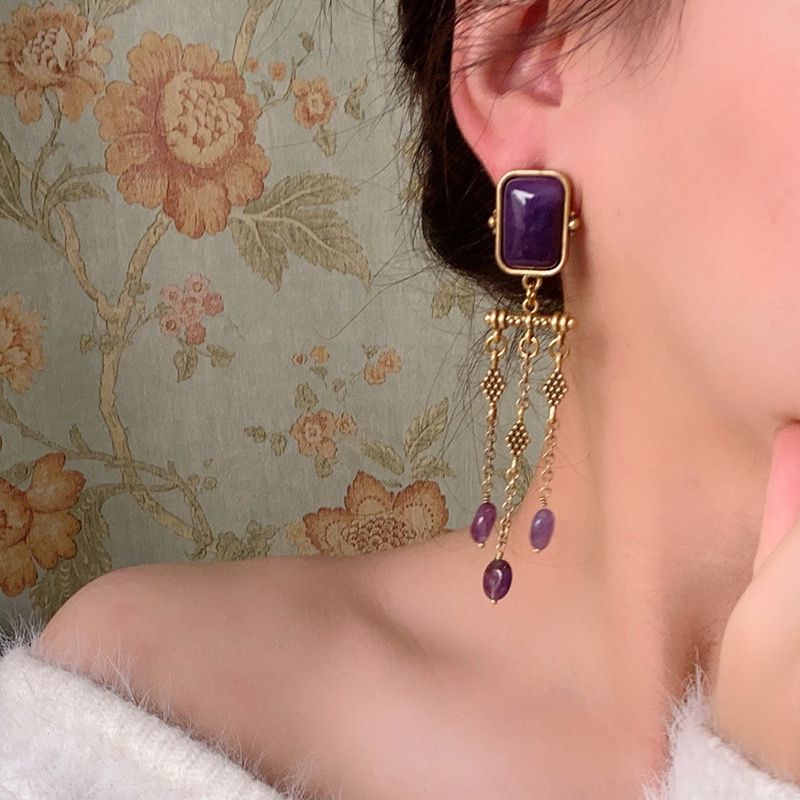 Purple Royale Tassel Earrings - Image 6