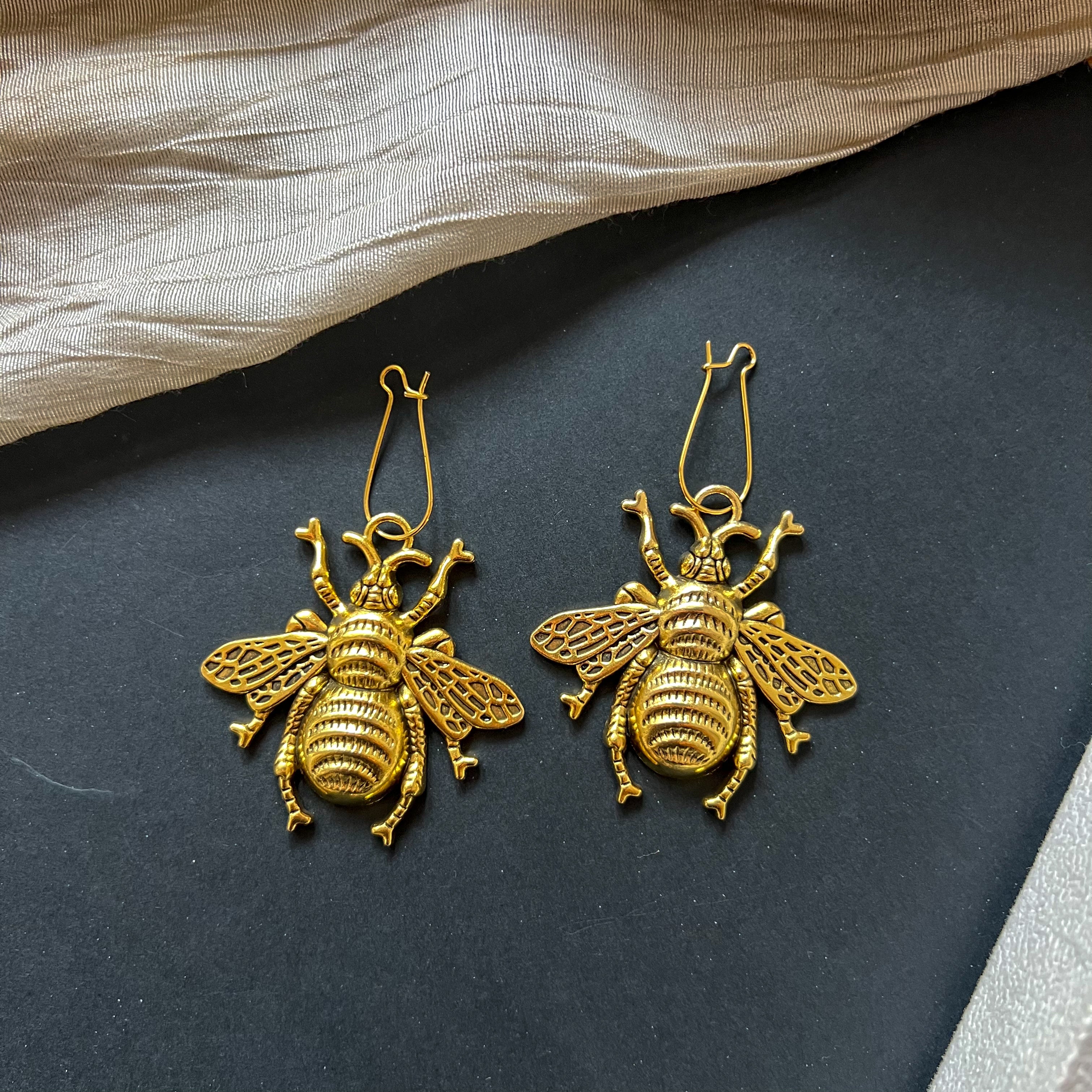 Golden Bee Metal Earrings - Image 8