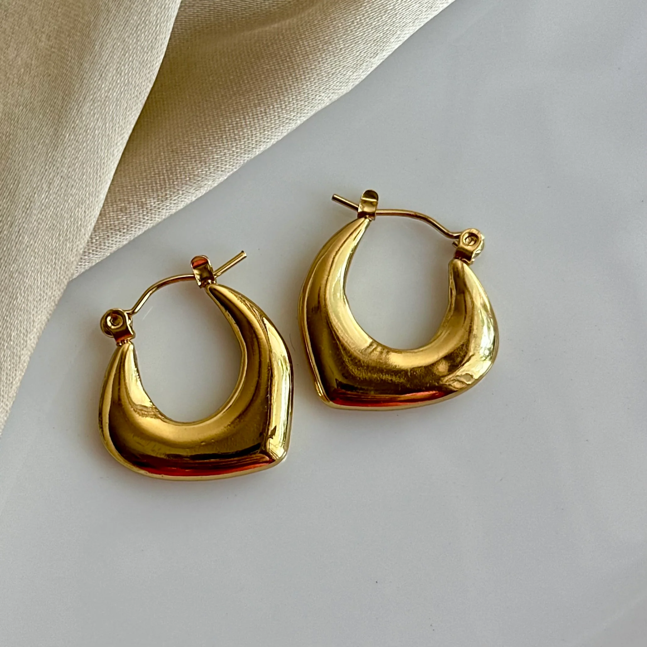 Boho Glam Gold Plated Metal Hoops - Image 9