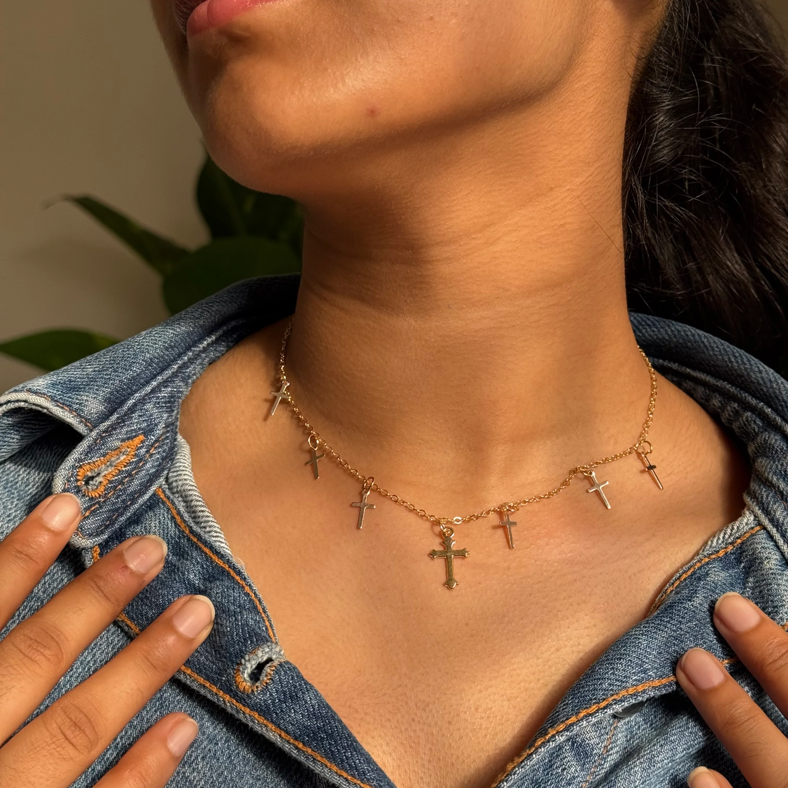 Celeste Cross Metal Necklace - Image 2
