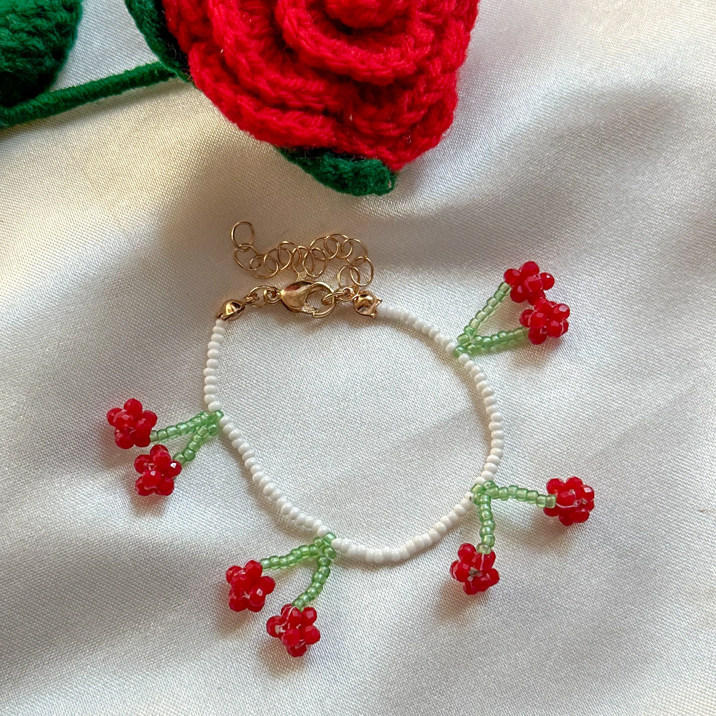 Cherry Bloosm Handmade Beaded Bracelet - Image 6