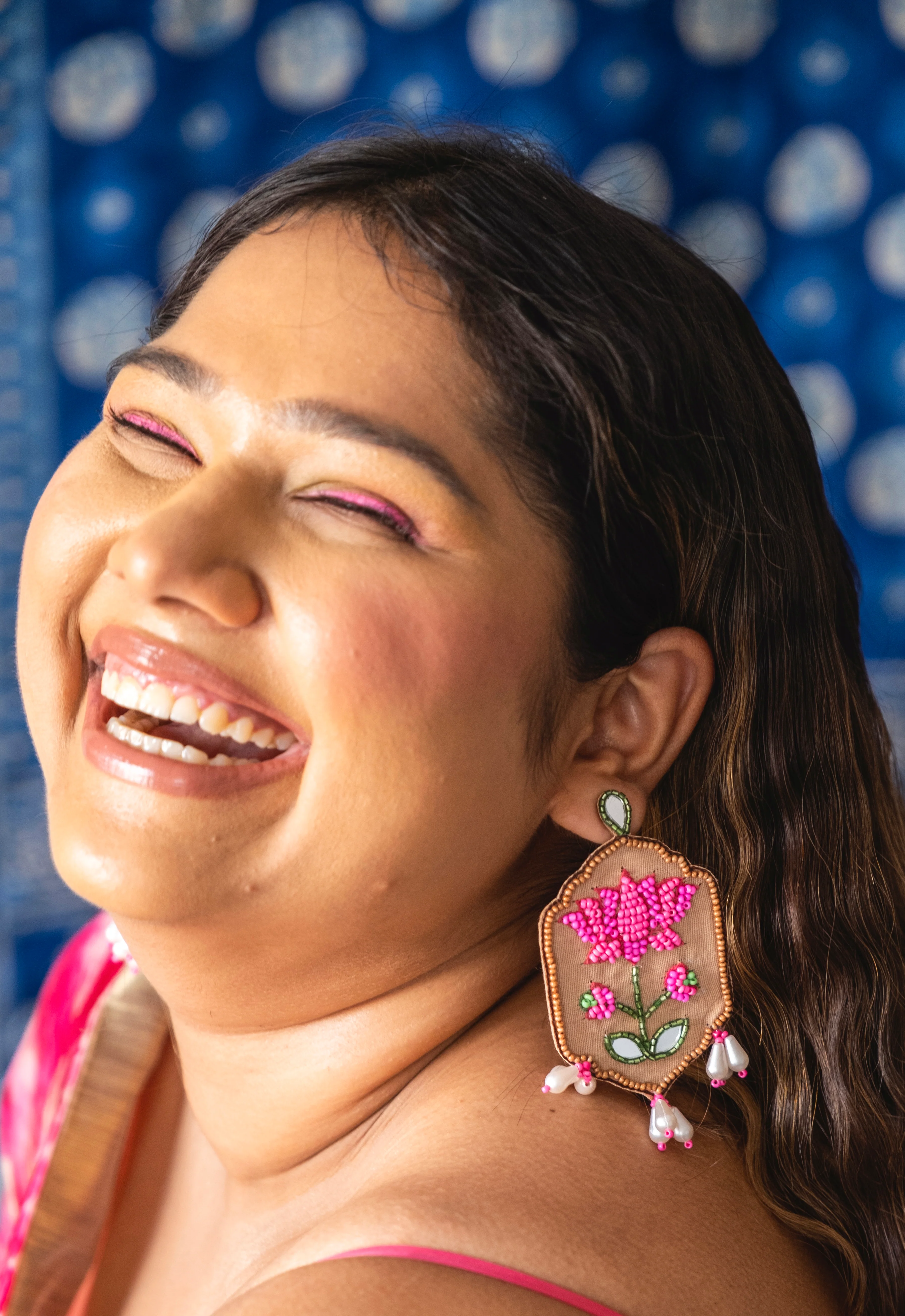 Chitra Lotus Handmade Beaded Earrings - Image 5