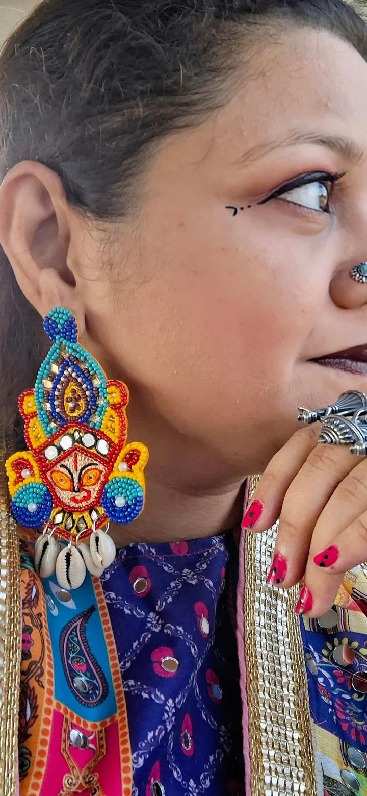 Durga Handmade Multicolour Beaded Earrings - Image 16