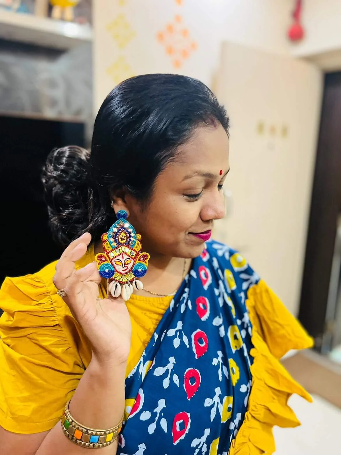 Durga Handmade Multicolour Beaded Earrings - Image 8
