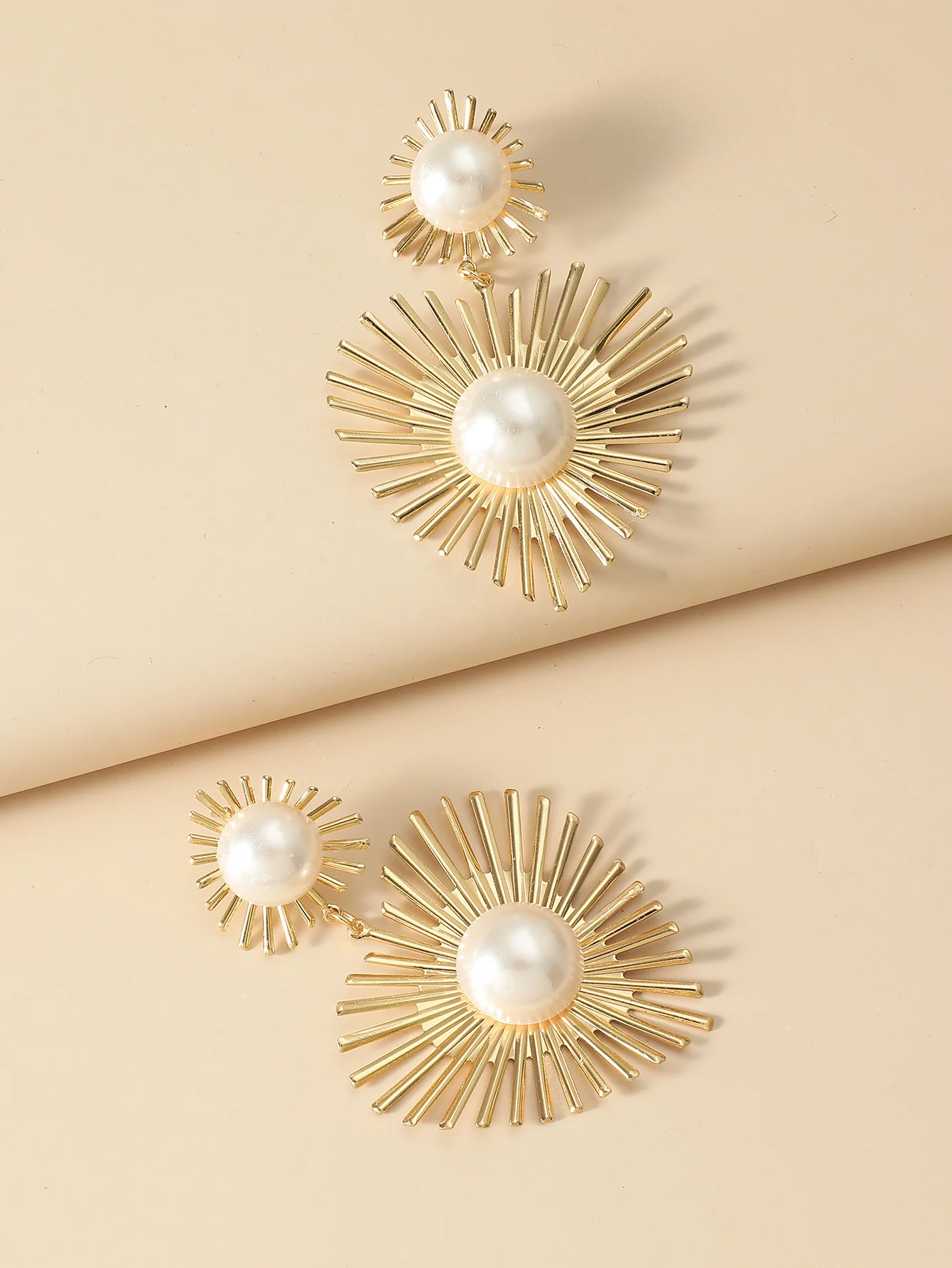 Gold Pearl Heart Earrings - Image 8