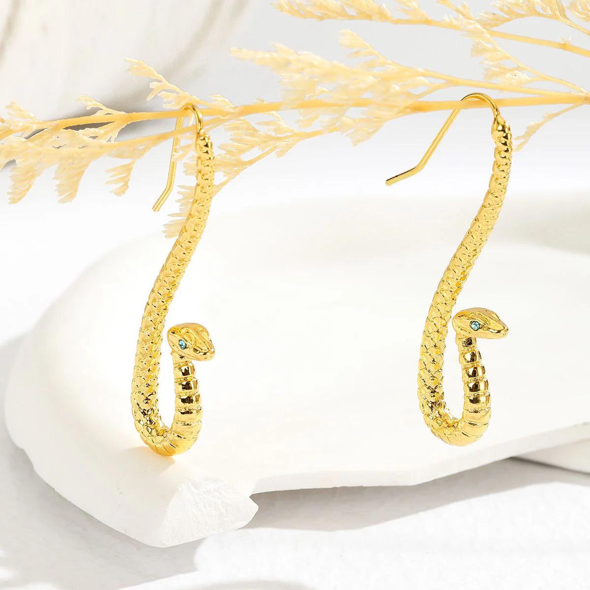 Golden Serpent Drop Earrings - Image 5