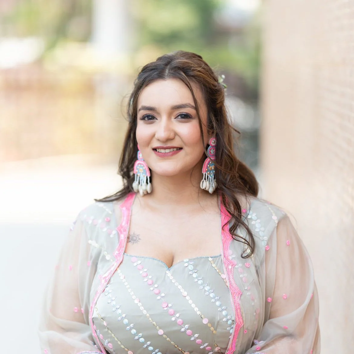Hawa Mahal Pink Beaded Shell Earrings - Image 7