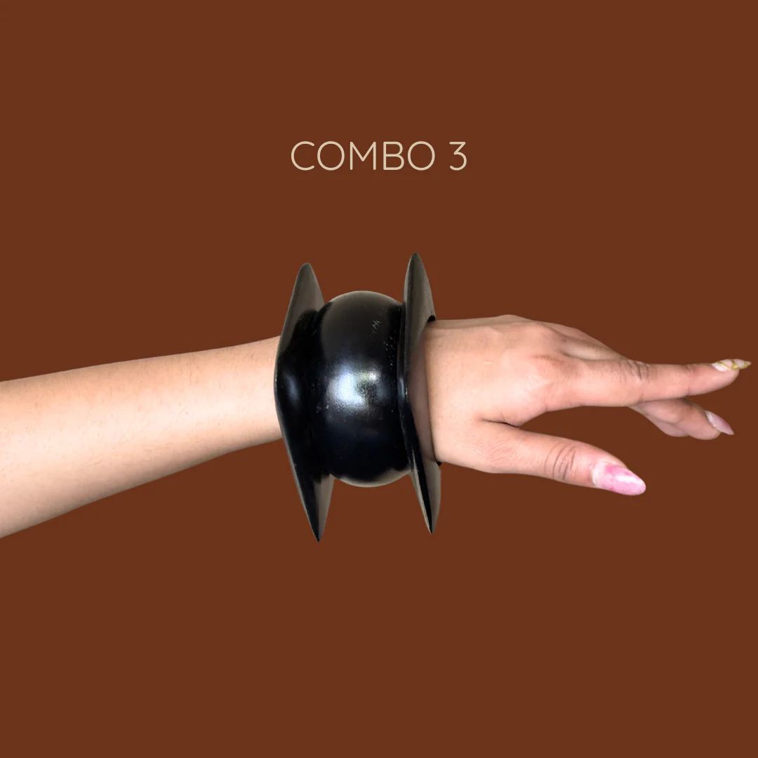 Earthly Black Wooden Bangle Combo - Image 4