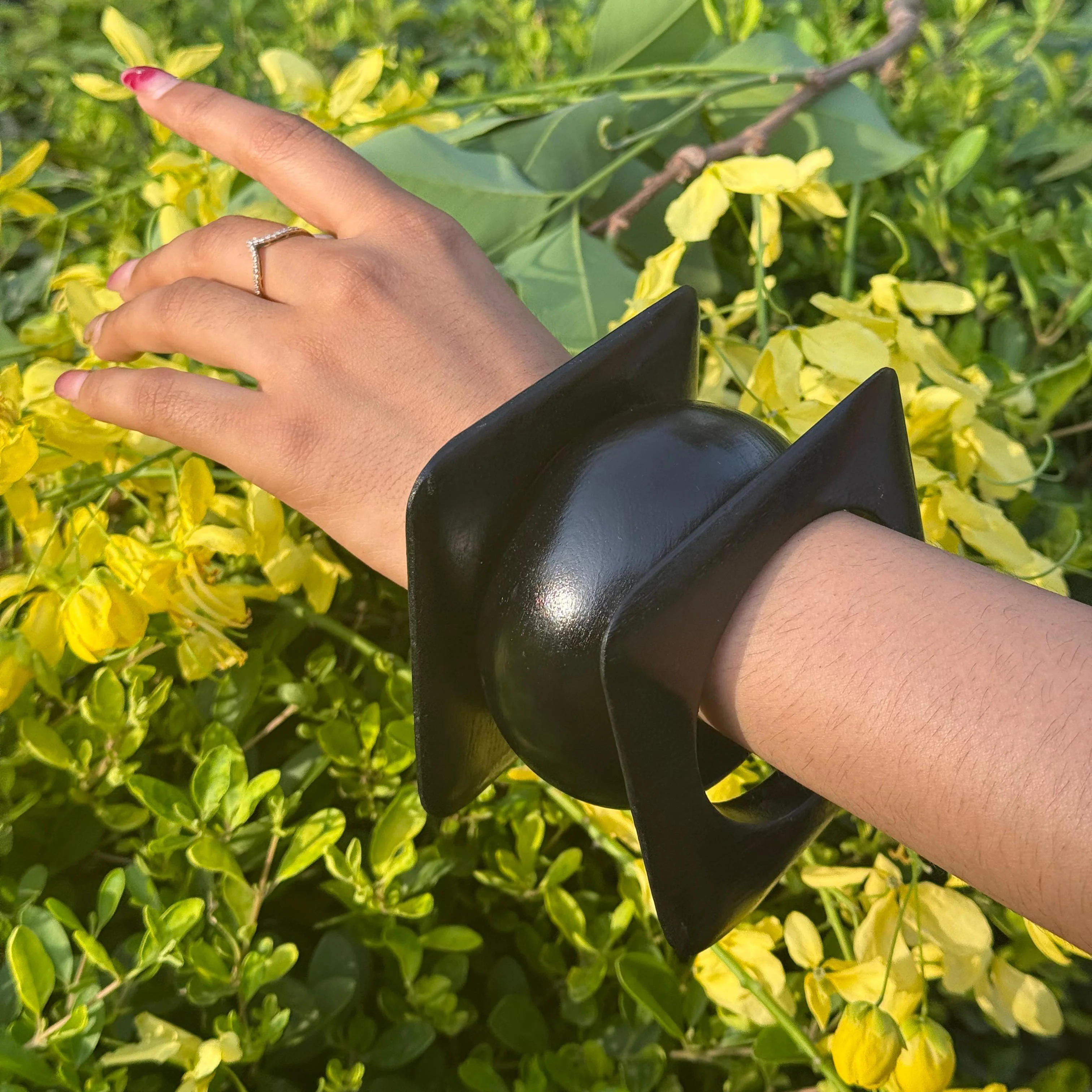 Earthly Black Wooden Bangle Combo - Image 6