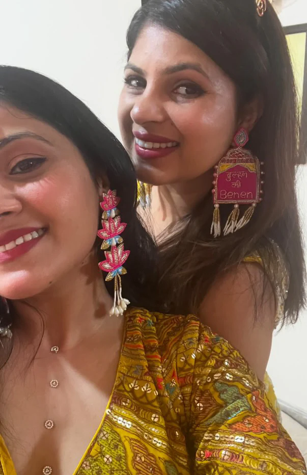 Laxmi Lotus Pink Handmade Beaded Earrings - Image 7