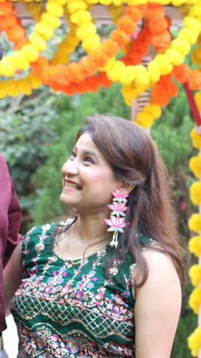 Laxmi Lotus Pink Handmade Beaded Earrings - Image 9