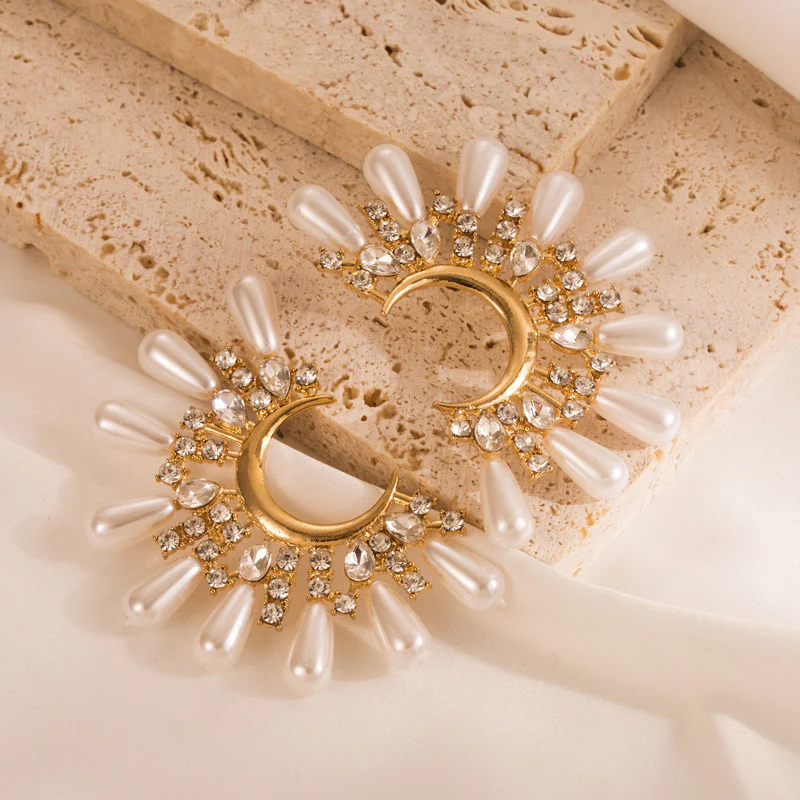 Celeste Pearl & Rhinestone Metal Studs - Image 13