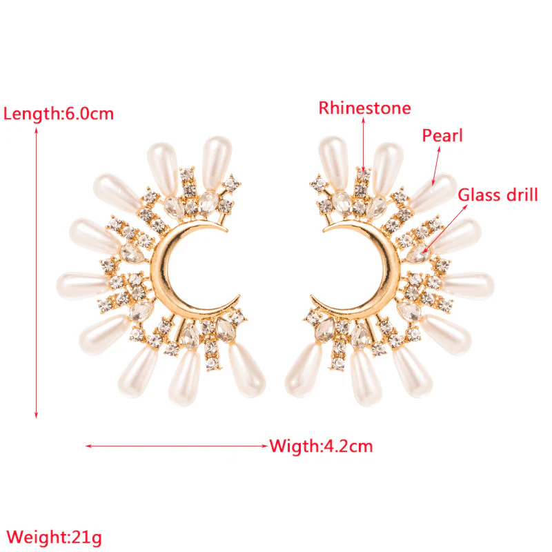Celeste Pearl & Rhinestone Metal Studs - Image 14