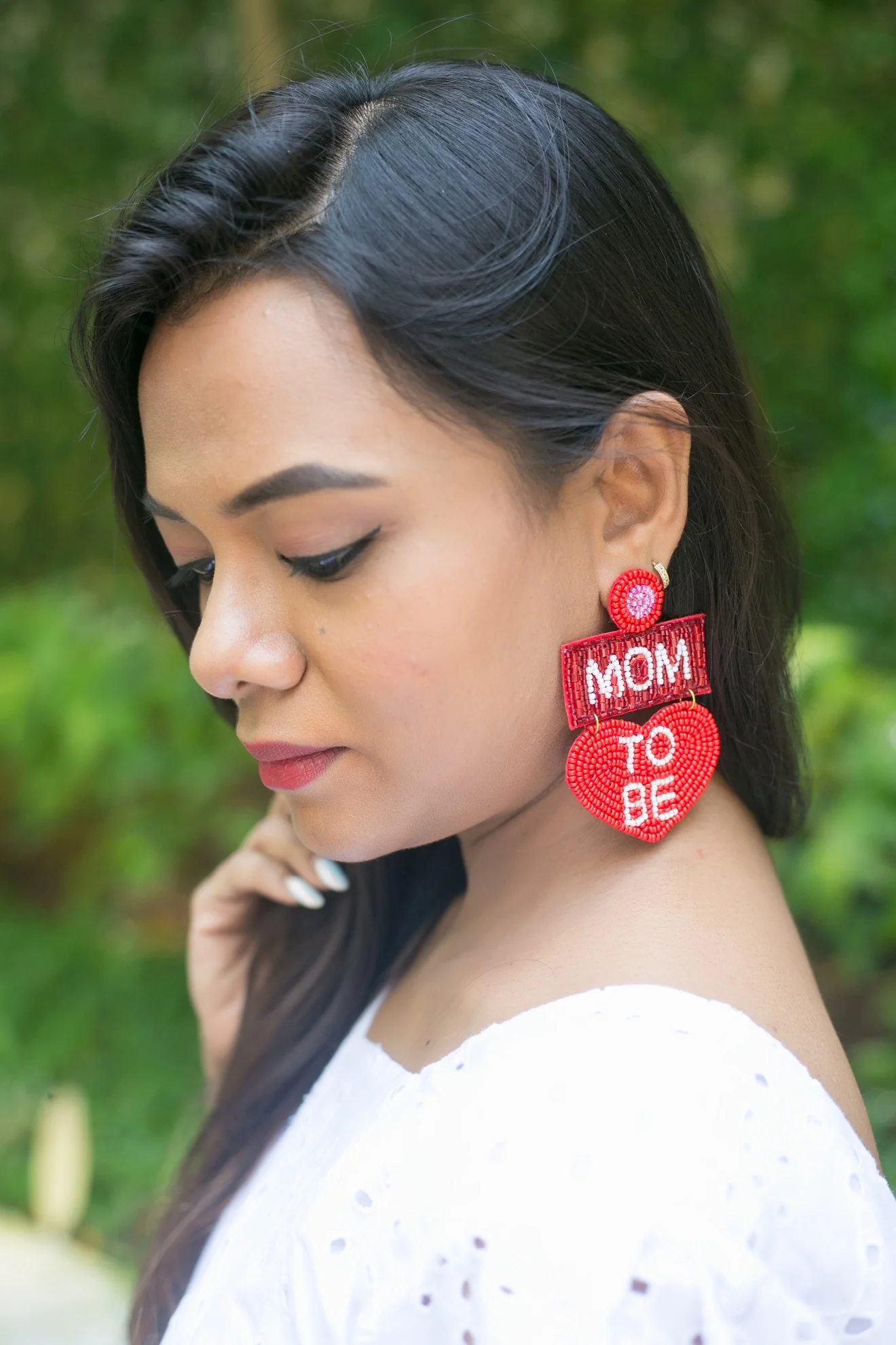Mom To Be (Red) Handmade Earrings - Image 4