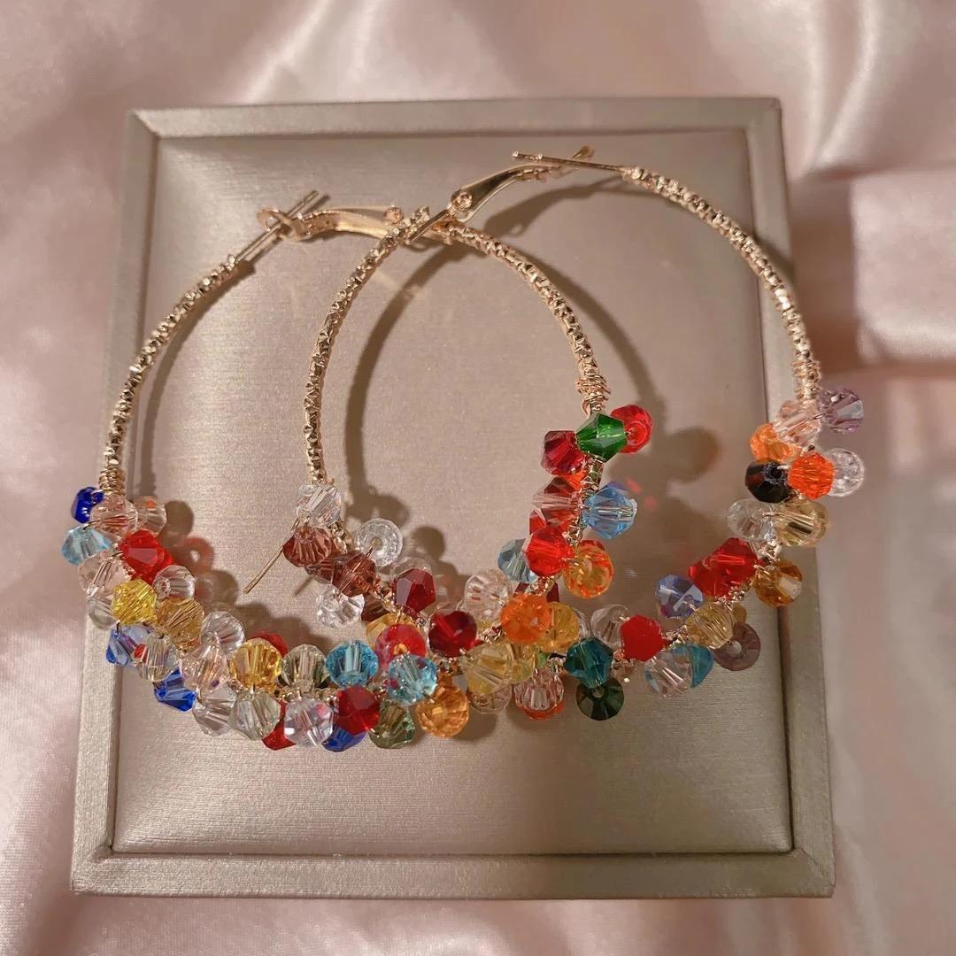 Multi Colour Crystal Hoop Earring - Image 4