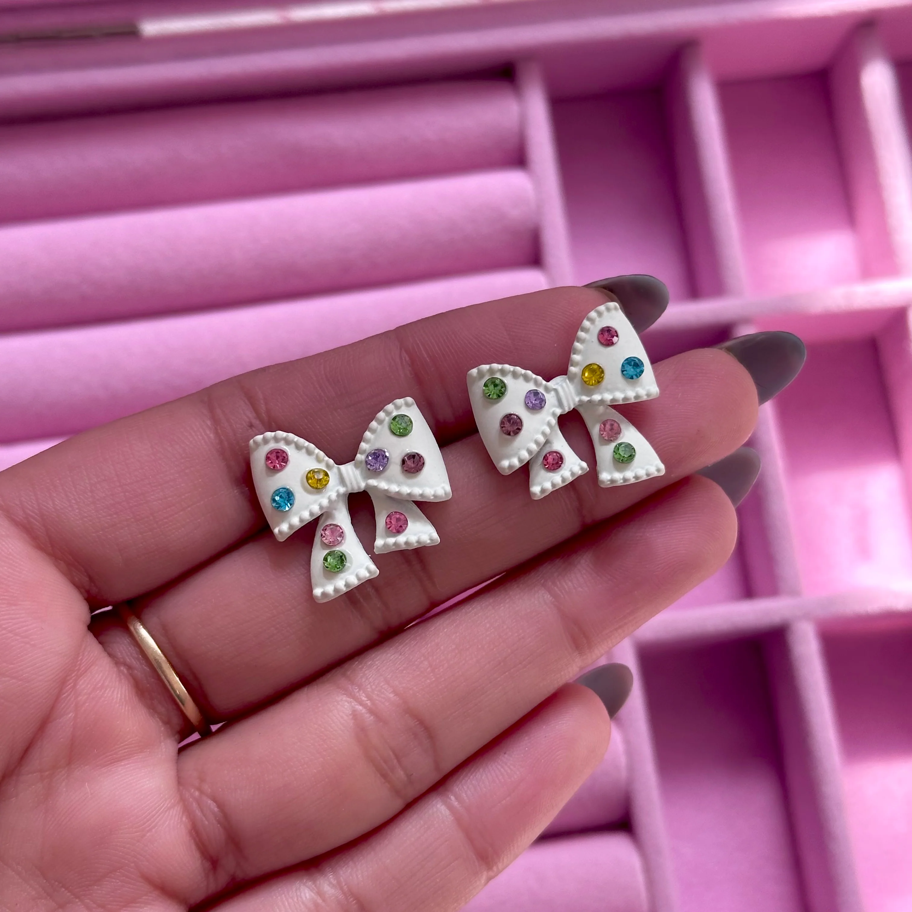 Multicolour Bow Studs - Image 4