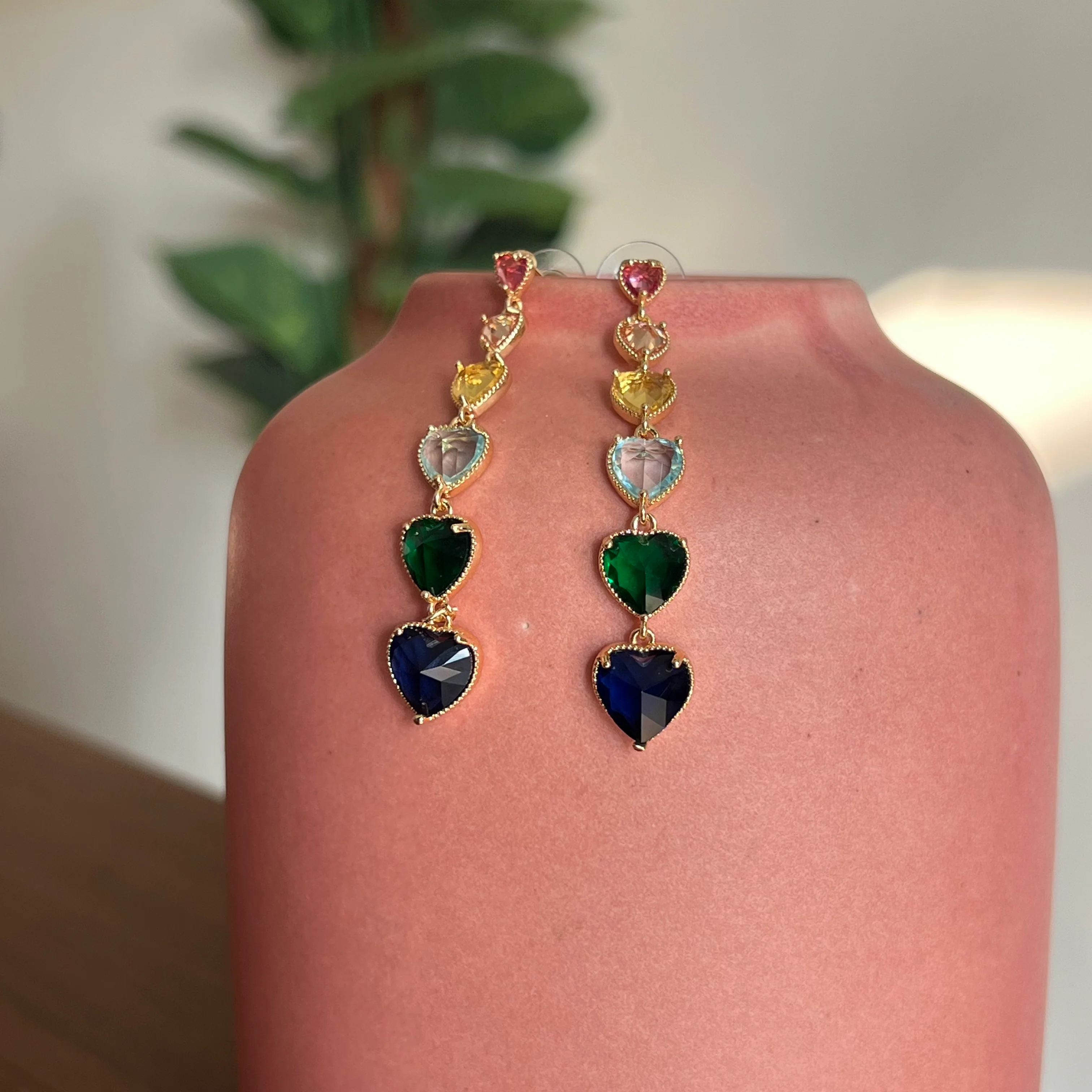 Rainbow Heart Cascade Earrings - Image 7
