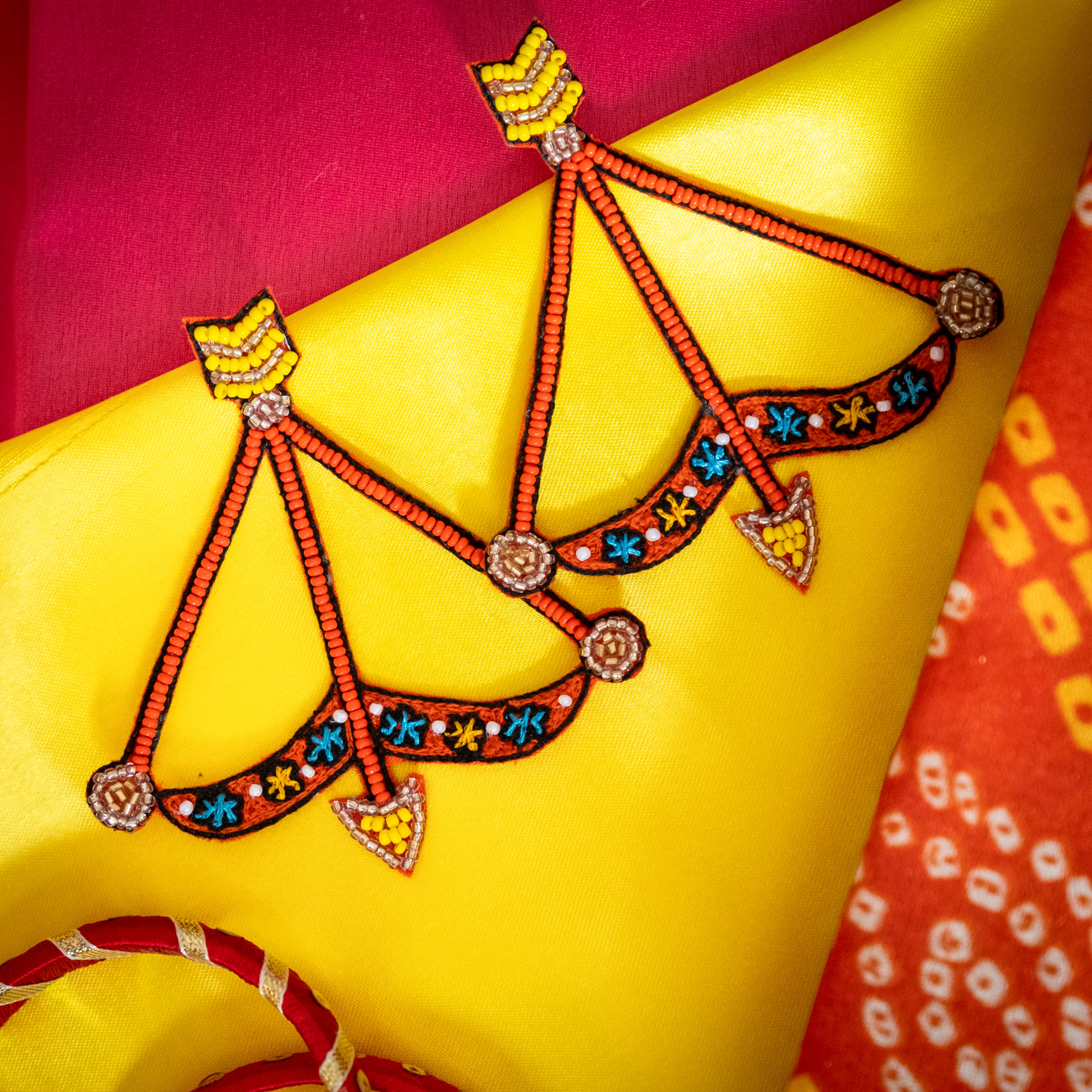 Ram Dhanush Handmade Beaded Earrings - Image 2