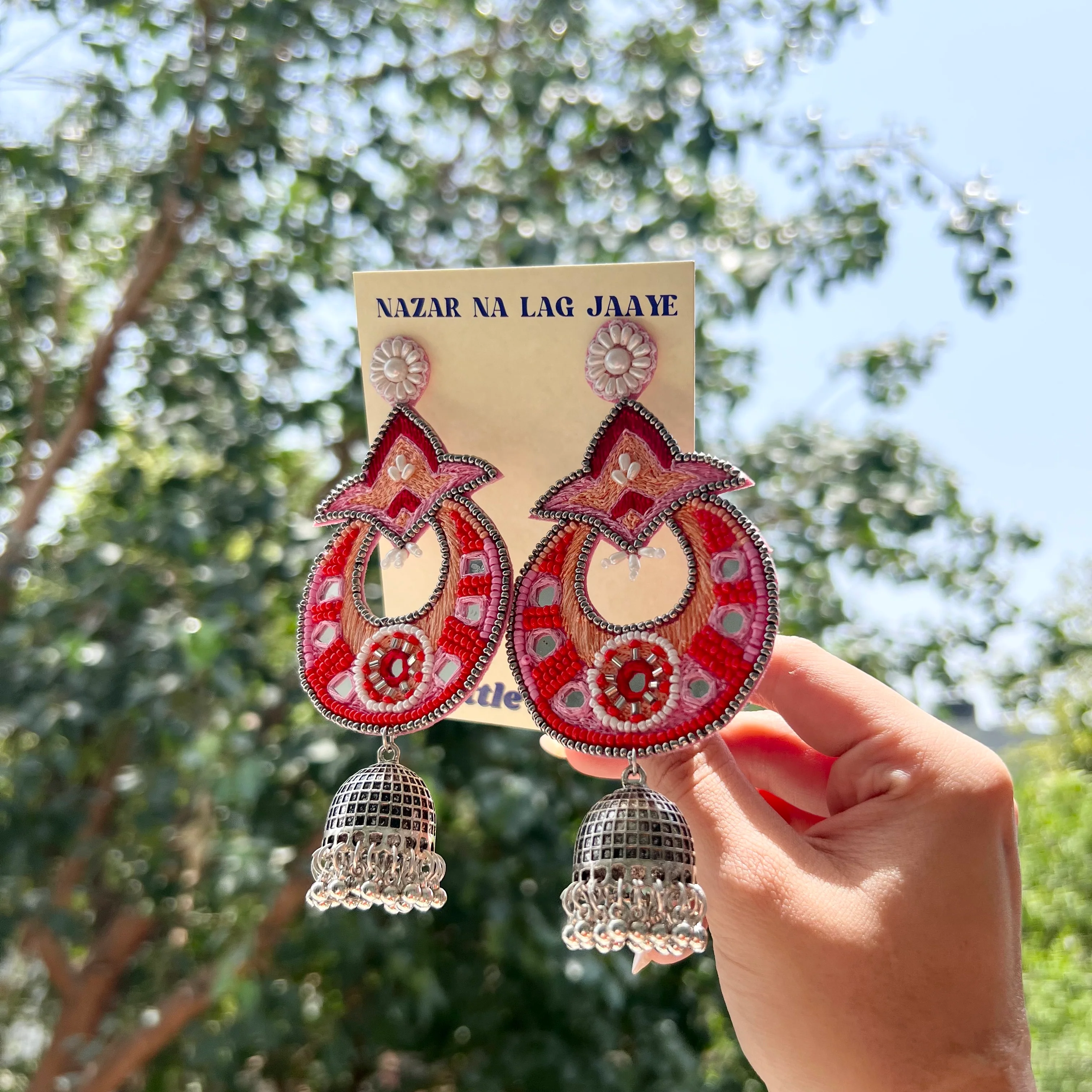 Sajni Handmade Beaded Chaandbali Jhumki - Image 6