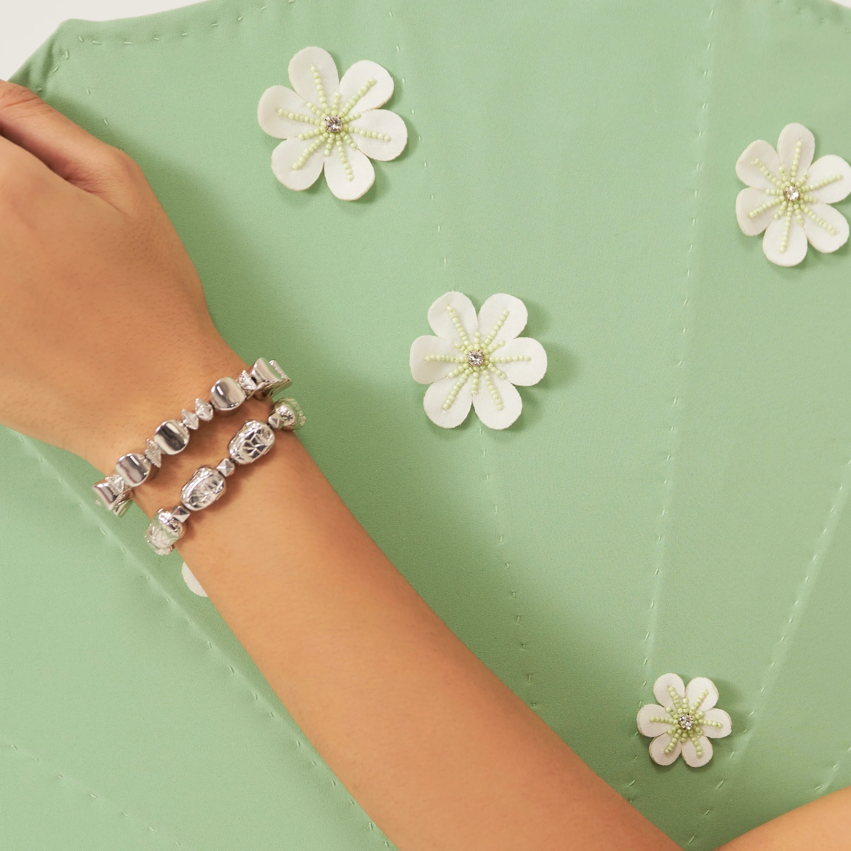 Anti Tarnish Silver Cascade Stackable Bracelets - Image 4