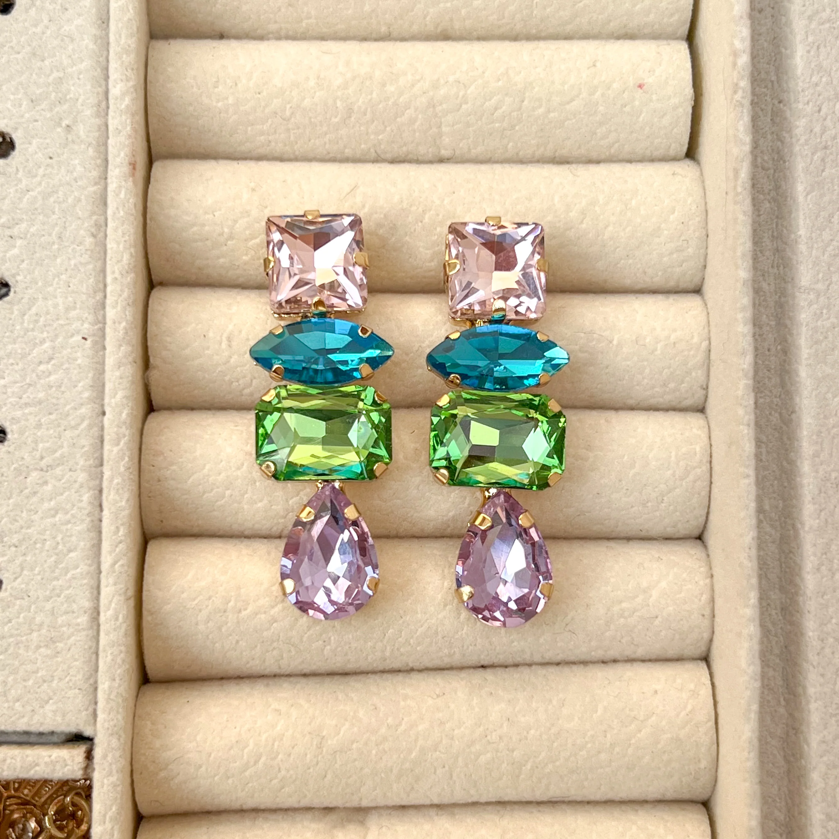 Sunset Mixed Cut Drop Earrings - Image 5