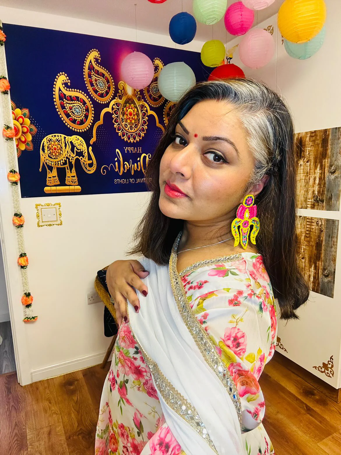 Trishul Multicolour Handmade Beaded Earrings - Image 3