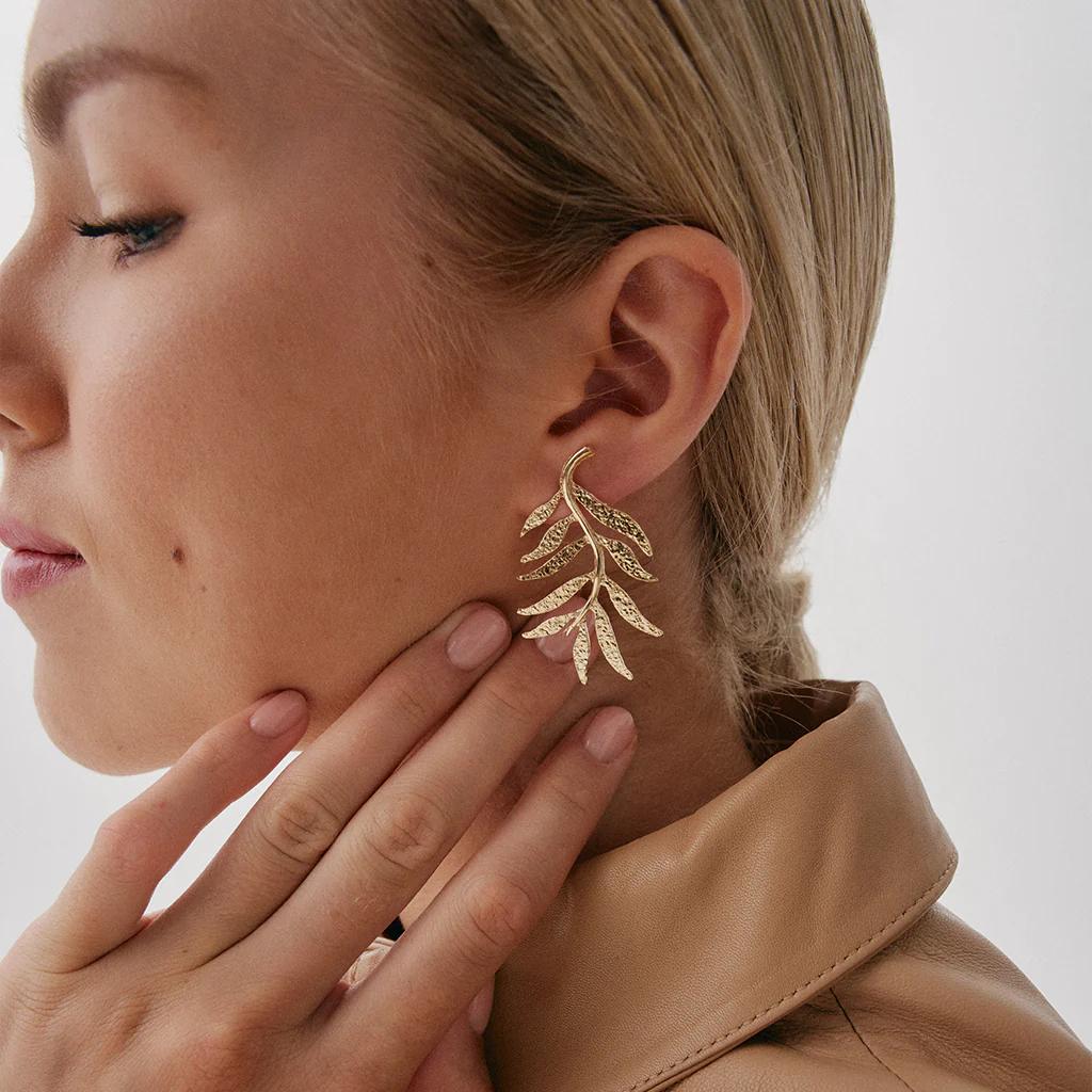 Wild Fern Gold Plated Earrings - Image 4