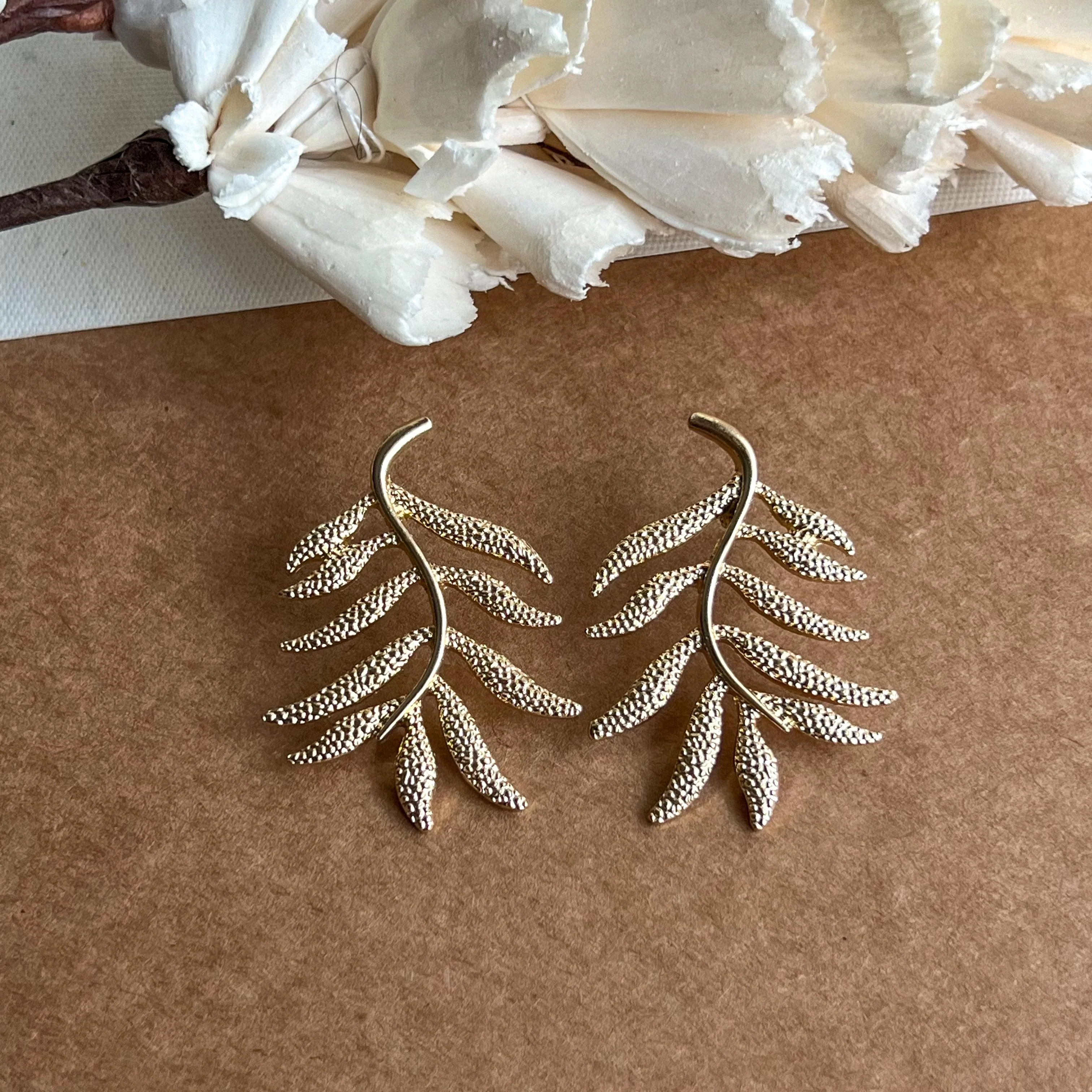 Wild Fern Gold Plated Earrings - Image 7
